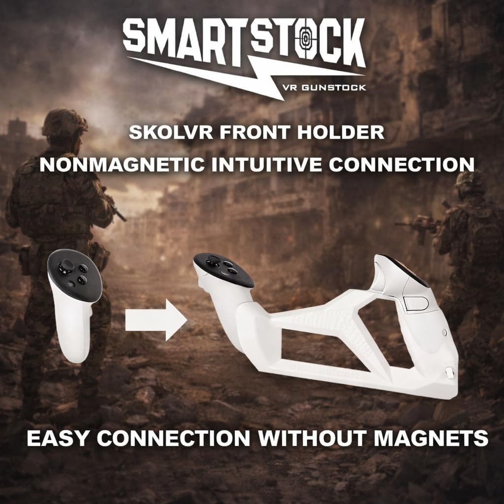 iStock Smart Stock VR Gunstock for Quest 1/2/3/3S/Pro/Rift S - Lightweight Compact Adjustable Design with Quick Reloading & Controller Tracking Accuracy - SKOL Stock for VR Gaming (Right Hand)
