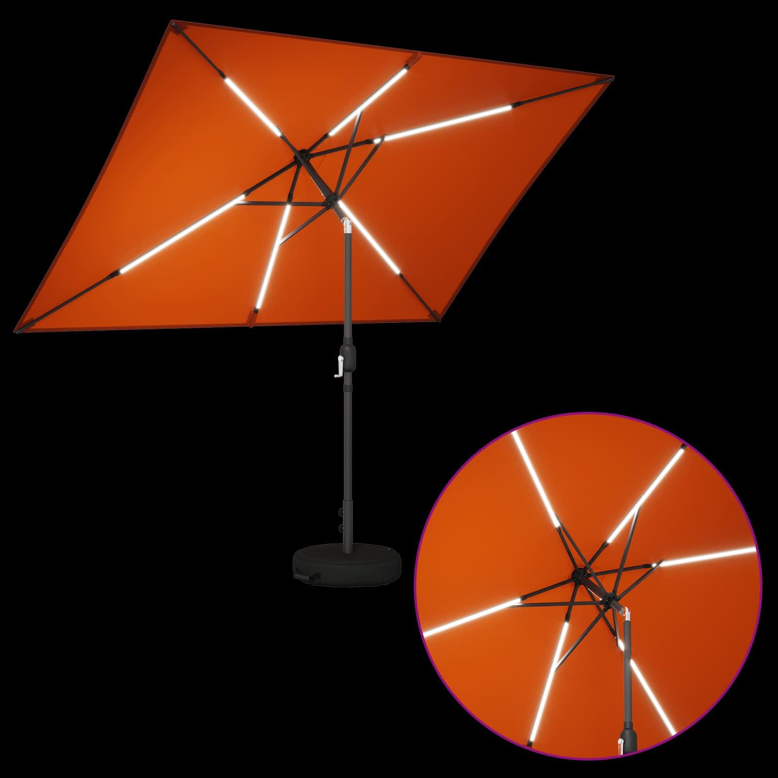 SYDE Parasol ogrodowy z oświetleniem LED i podstawą 200 x 300 cm