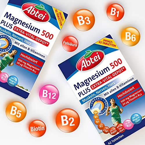 Magnesium Kapseln von Abtei mit 500 mg Magnesium und Vitamin B-Komplex
