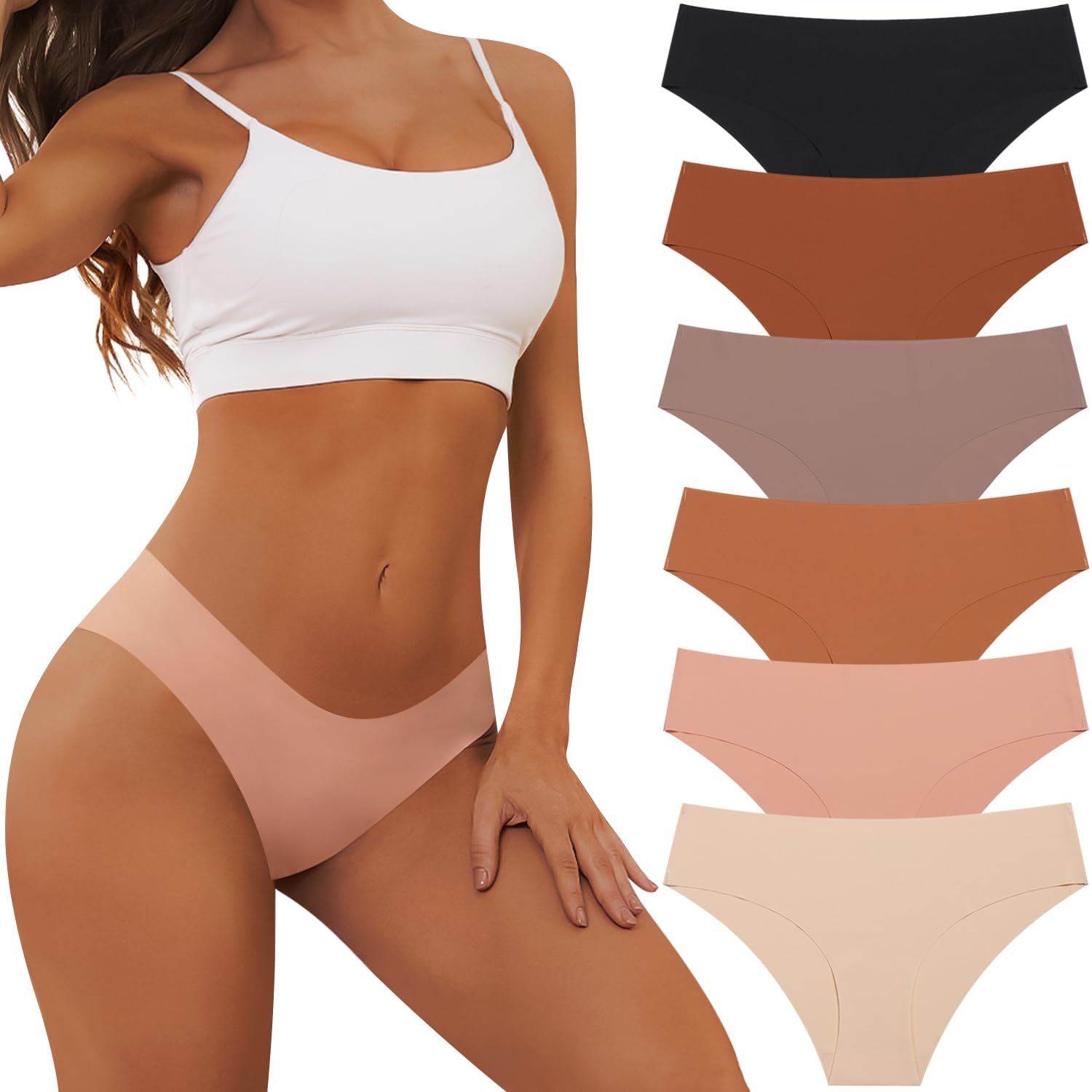 Adorel Mutande Senza Cuciture Intimo Slip Bikini Brasiliana Donna Pacco da 6