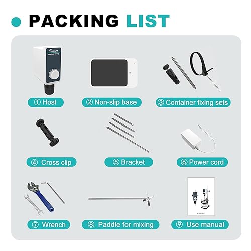 Miniatura 8 de JOANLAB Agitador de laboratorio Agitador de laboratorio 10L Varilla de agitación y soporte de acero inoxidable Mezclador velocidad ajustable