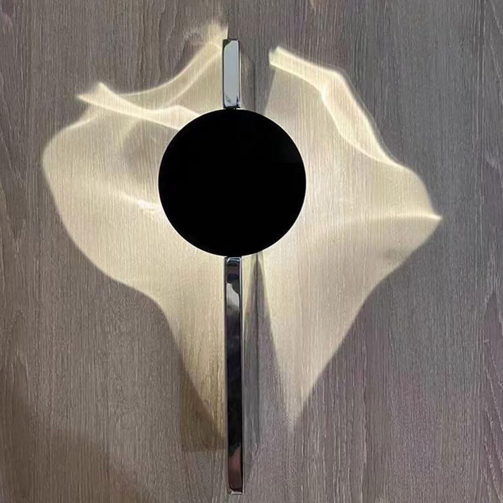 LED Wave Wandleuchte Drehbar Silber Innen Wandlampe Wasserwellen Rund Schwarz Wohnzimmerlampe Dimmbar 3 Farbmodi 3000K/4500K/6000K Wandbeleuchtung Chrome Modern 2 Flammig Lampe Wand,A