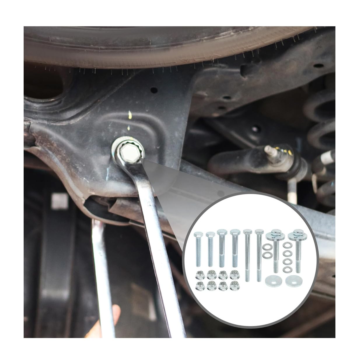 Front Control Arms Cam Bolts & Mounting Hardware Kit,Fit for 2003-2009 Dodge Ram 1500 2500 3500 Front Upper Lower Control Arm Camber Adjust Bolt Repair Kit, 8PCS