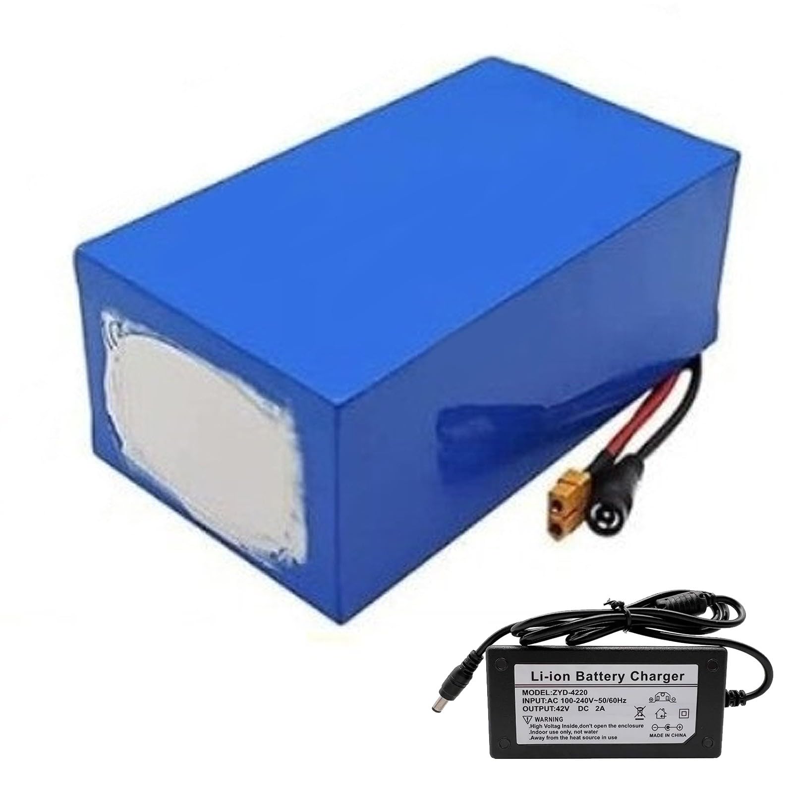 36V 13Ah E-Bike batería de Iones de Litio con Cargador de 42V 2A 10S5P Bicicleta Eléctrica Scooter Batería Impermeable BMS Incorporado para 250W 300W 350W 500W Motor XT30 Plug