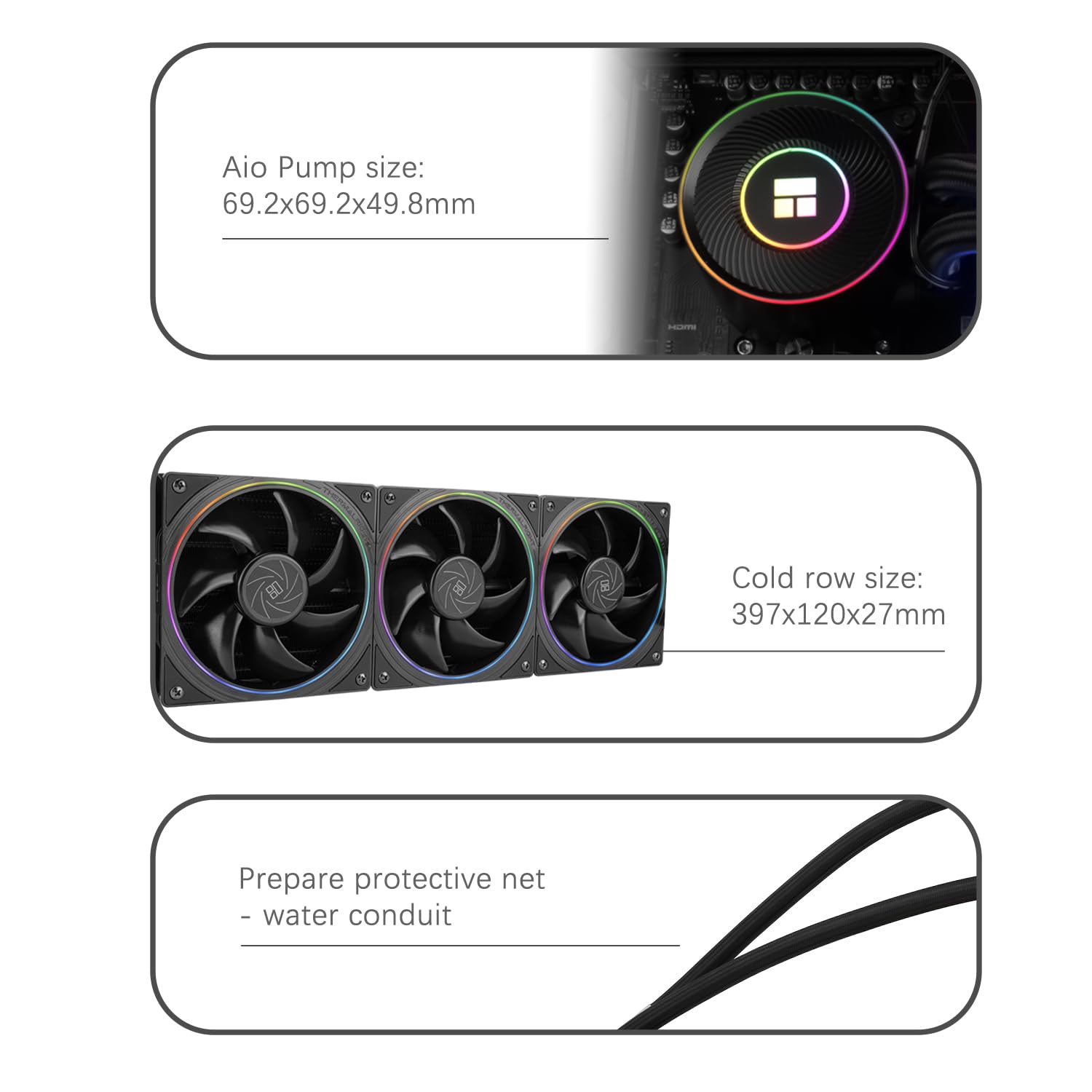 TR-Thermalright AQUA ELITE 360 V5 ARGB Black Liquid CPU Cooler, 360 mm Aio Cooling, 3 ventole PWM ARGB-2000RPM, per AM4/AM5, Intel LGA1851/1700/115x/1200 (nero)