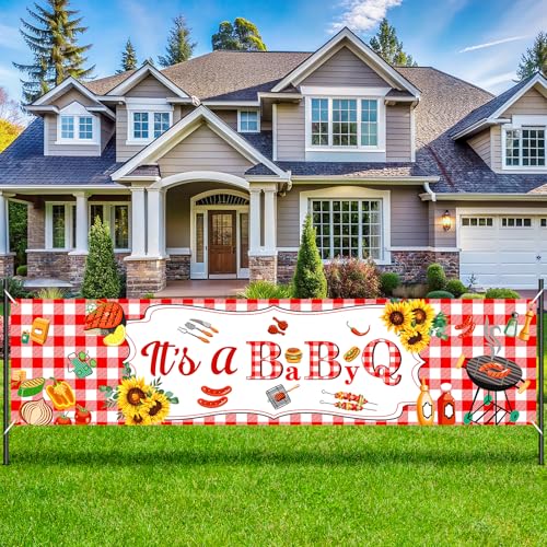 Baby BBQ Shower Decorations Large Sunflower Baby Q Banner It’s