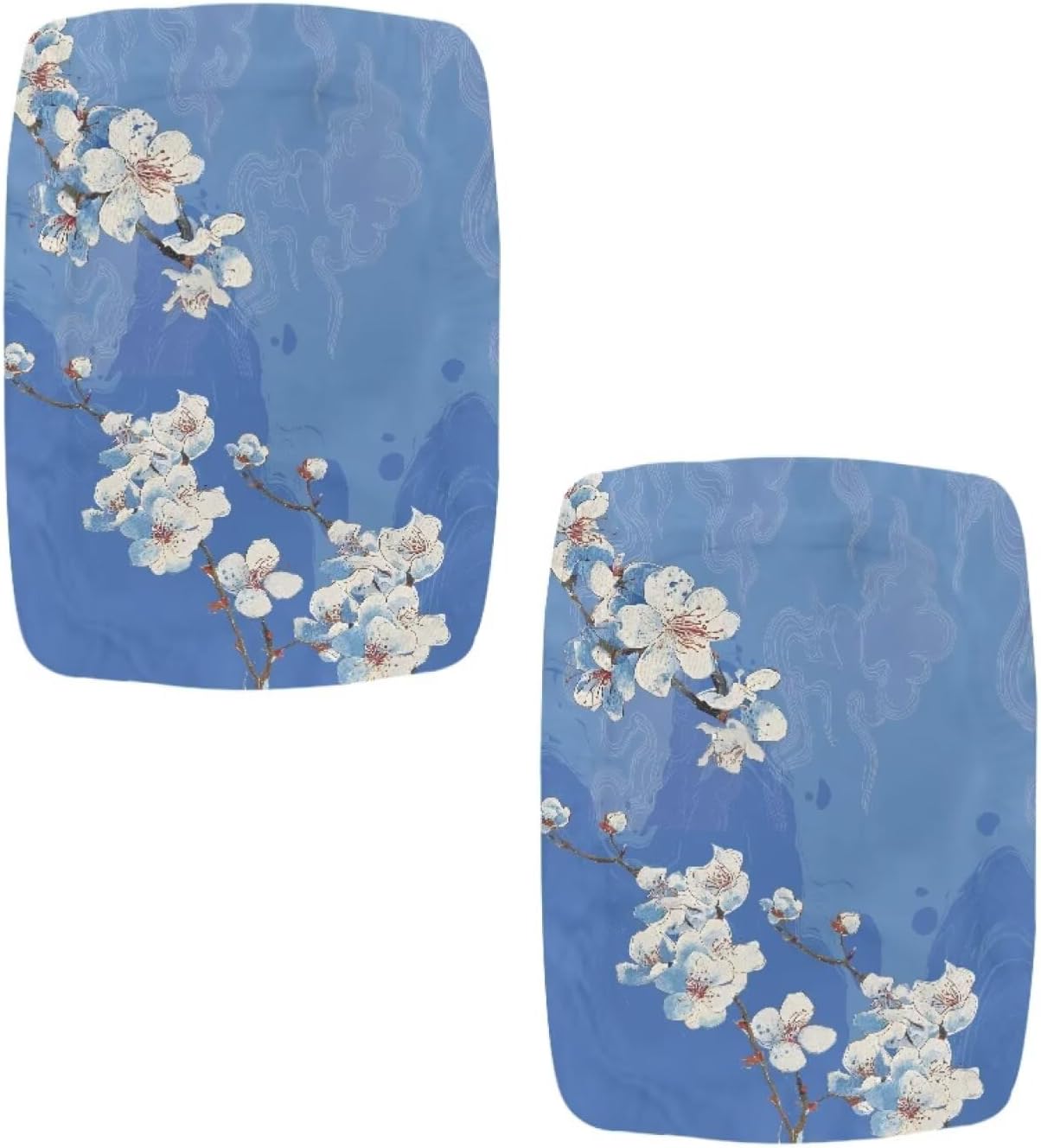 Apricot Blossom Print Stool Covers Rectangle 2 Pack Washable Pub Counter Bar Stool Covers Anti-Dust Vanity Chair Cover Bench Seat Protector with Elastic Band
