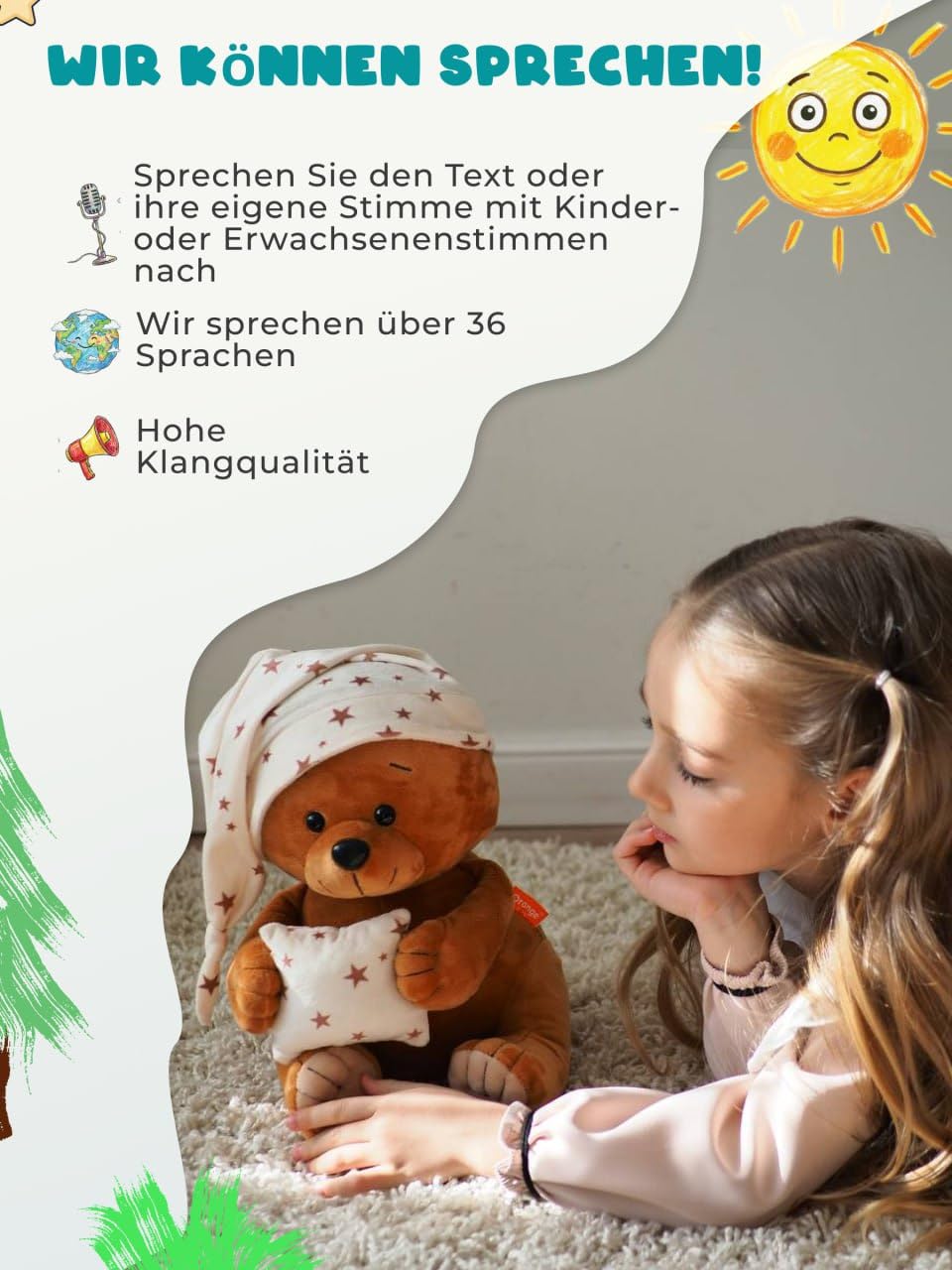 LeCoon Plüschbär – 500+ Geschichten, Kinderlieder und Schlaflieder