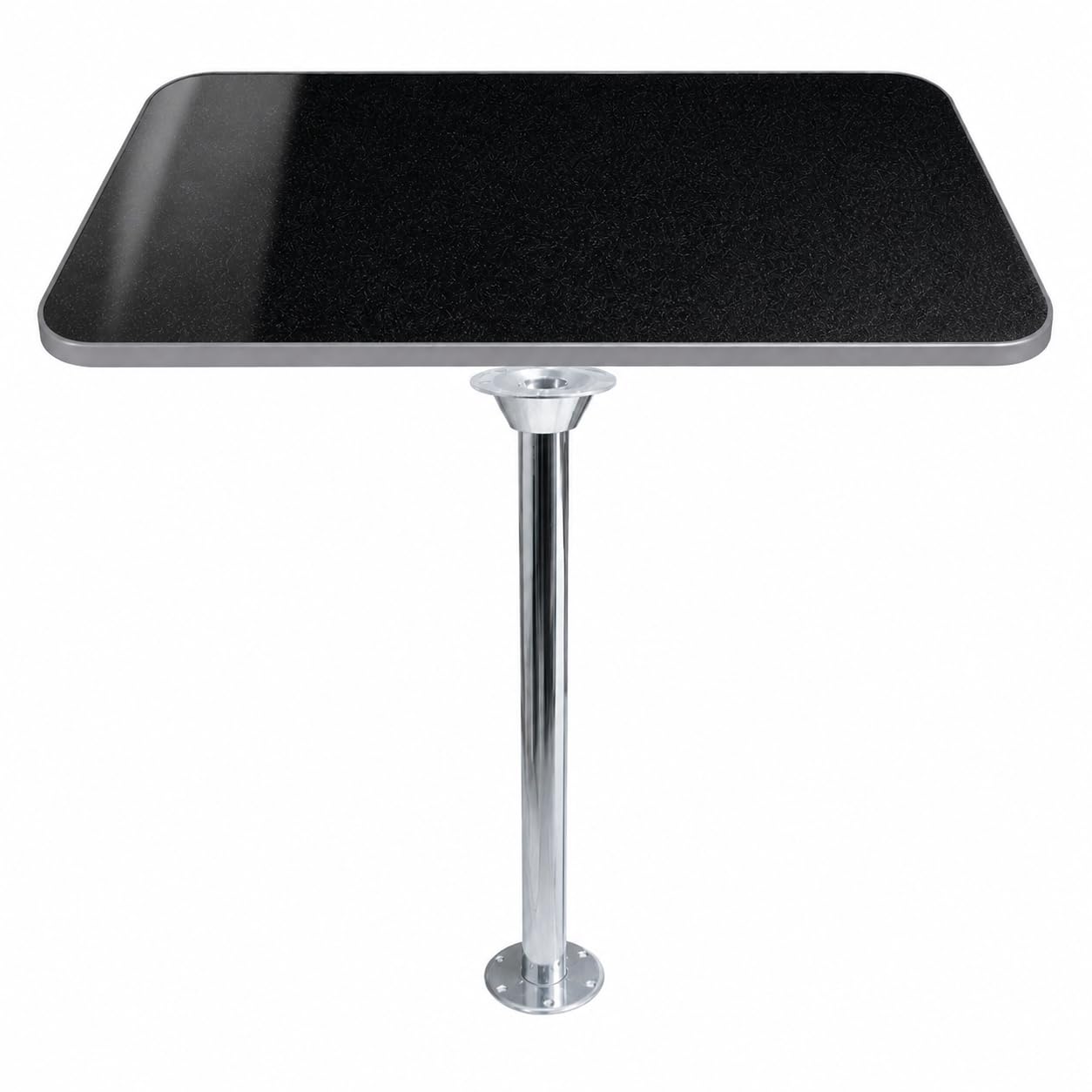 SVAGO Caravan Table Leg Kit Floor Mounted Island System – Campervan Motorhome Pedestal Leg with Top, RV Boat Furniture Set 700mm Chrome (Black Glitter + Grey Trim)