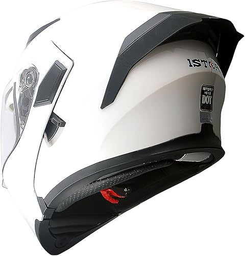 Casco modular de cara completa 1Storm para motocicleta, con doble visera abatible, protector solar HB89 Negro brillante, L, Blanco brillante