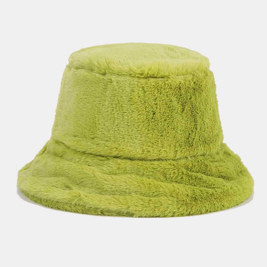 Quanhaigou Winter Faux Fur Bucket Hat,Fuzzy Warm Hat for Women Men, Fluffy Fisherman Cap - Image 2