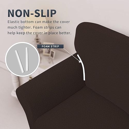 Vista 38 de Easy-Going Funda de sofá reclinable de jacquard elástico, suave de 4 piezas, con lazo elástico, protector de muebles lavable para niños, mascotas