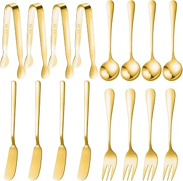 Cheese Butter Spreader Knife Set Charcuterie Accessories 16 Pieces Charcuterie Board Utensils Stainless Steel Spreader Knives Mini Serving Tongs Spoons and Forks for Jam Appetizers Pastry