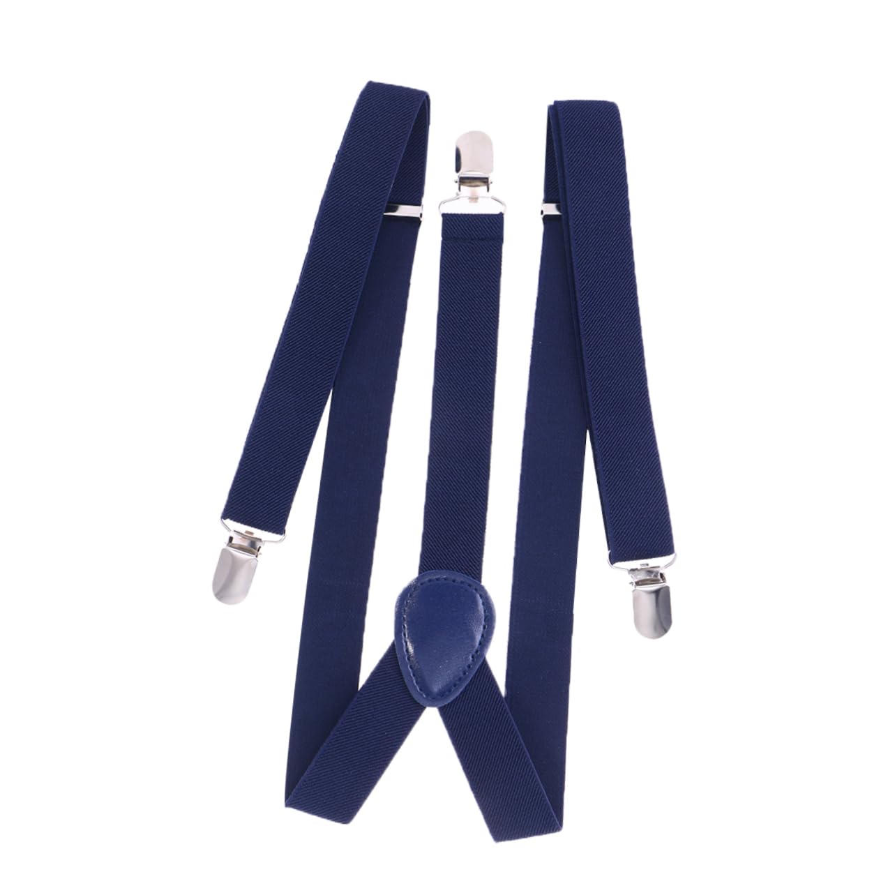 Ipetboom Adjustable Suspenders for Men Women 2.5cm Y-clip Navy Blue Elastic for Casual Formal