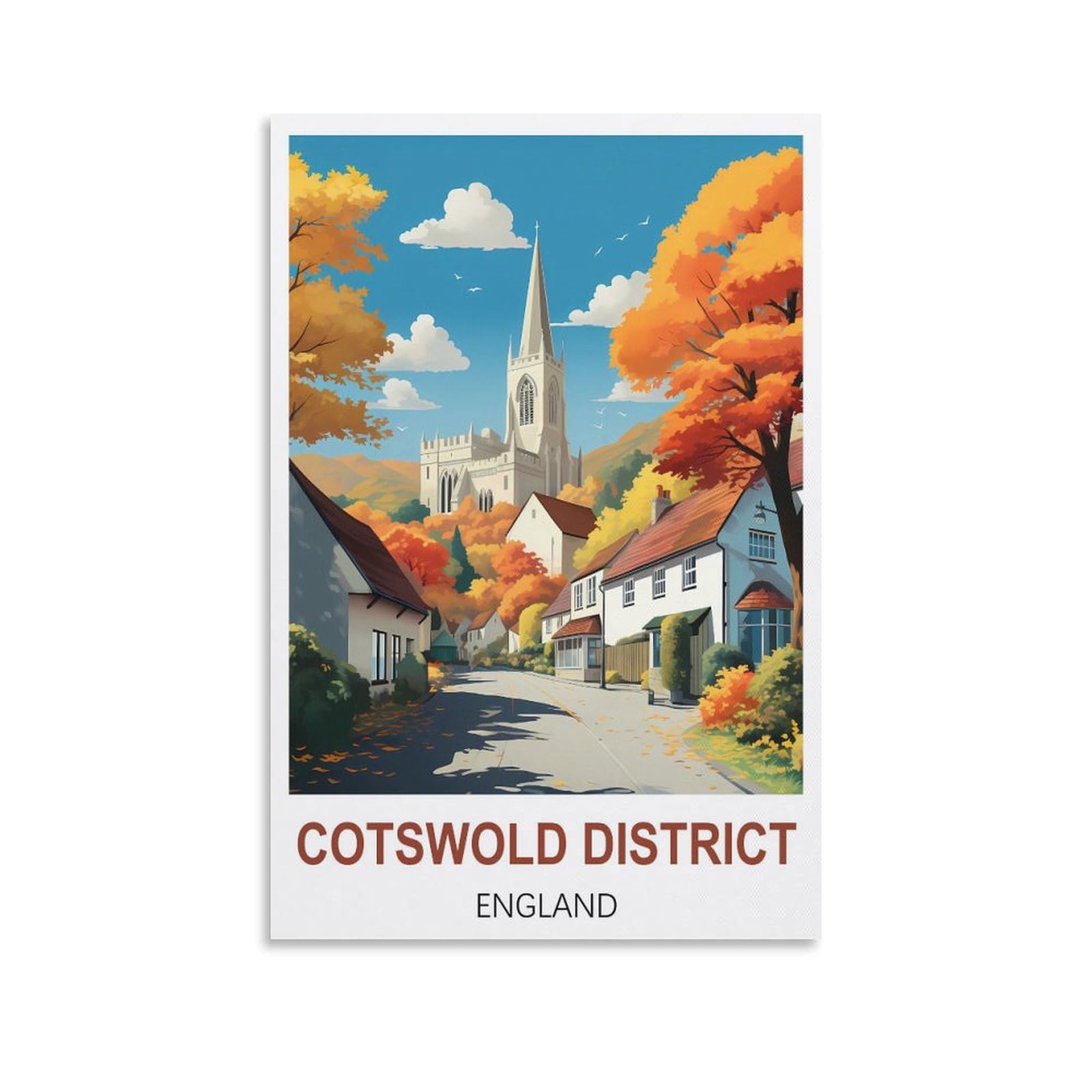 Metal Tin Sign Cotswold District Englands Garden & Kitchen Poster, Inspirational Sign Home Wall Art Decor for Home Kitchen Bar Club Decoration 30x30cm