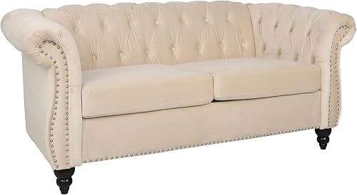 Miniatura 88 de Sofá Chesterfield de terciopelo, sofá tapizado clásico capitoné, moderno de 3 plazas, muebles largos con respaldo copetudo para sala de estar y