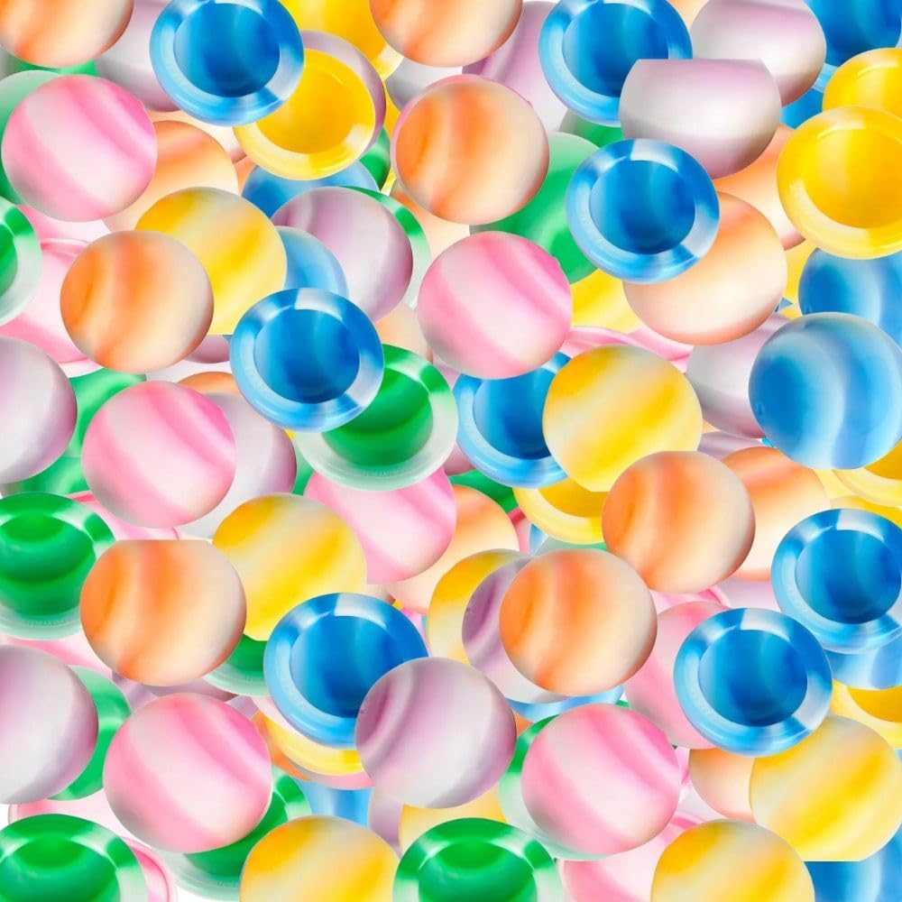 Fun Express Mini Marbleized Rubber Poppers Toys - Bulk Set of 144 Pop Ups in Bright Marbleized Colors - Party Favors and Giveaways