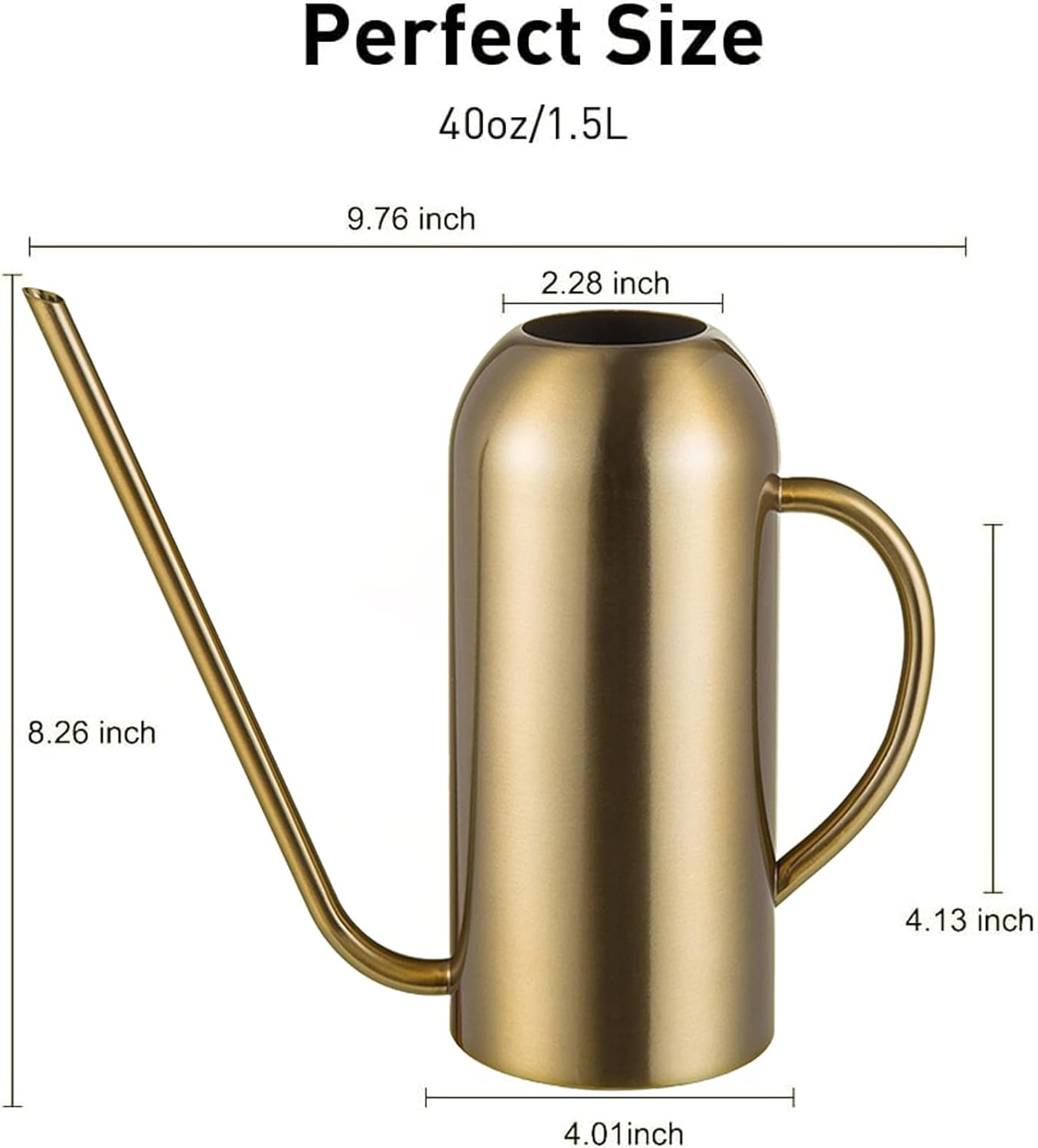 Gold Watering Can for Indoor Plants, 0.4 Gallon/1500ml Stainless Steel Metal Plant Watering Can Pot with Long Spout Bonsai Plants Flower Irrigation Tool for Indoor Outdoor House Plants Flower