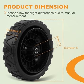 (2 Pack) 8 Lawn Mower Wheels Replace #634-05040