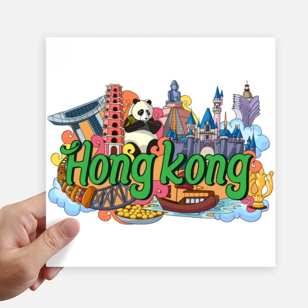 Autocollant panda Hong Kong graffiti multicolore 20x20cm de décoration murale