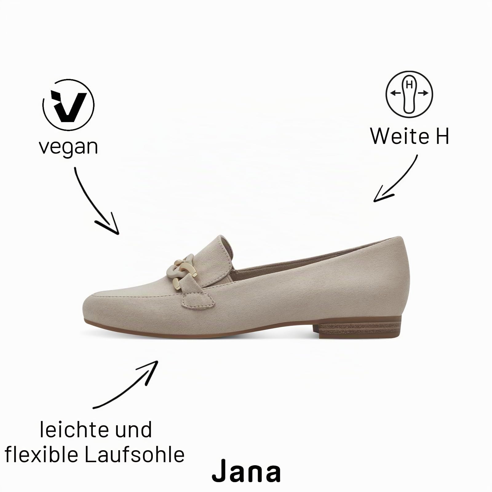 Jana Damen Slipper mit Blockabsatz Vegan