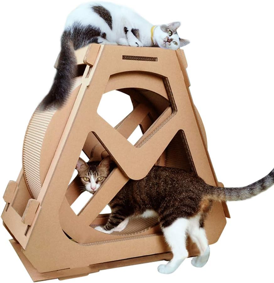 Creation Core Multi-Level Cat Scratcher Board Ferris Wheel Shaped Toy Bed Scratching Posts Cave Activity Centre Cat Waterwheel Furniture for Kittens Cats and Pets