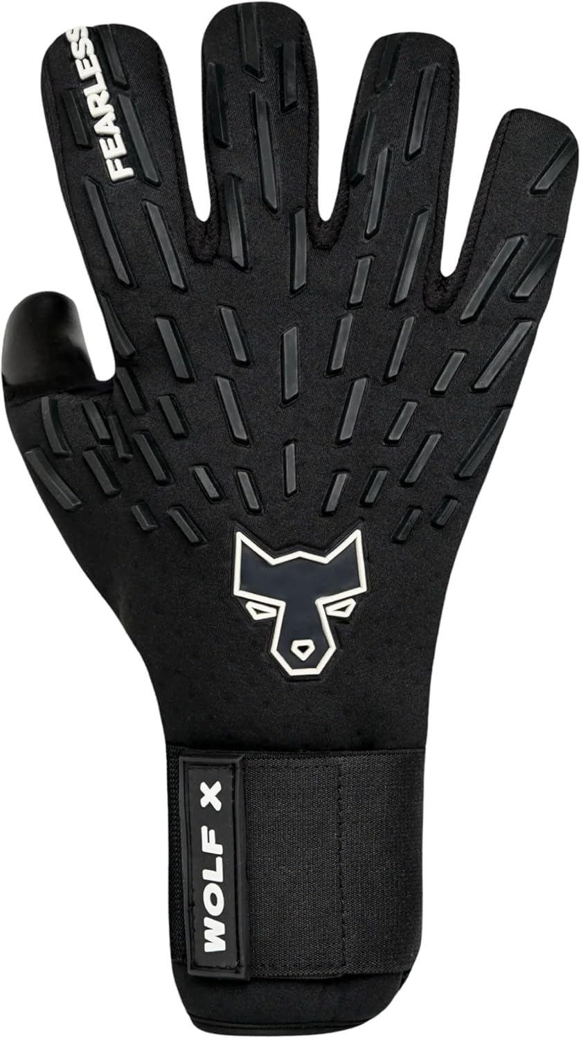 Wolf X Onyx - Guanti da portiere uomo e bambino - Guanti portiere con lattice tedesco - Presa antiscivolo - Taglio negativo - Sensazione seconda pelle