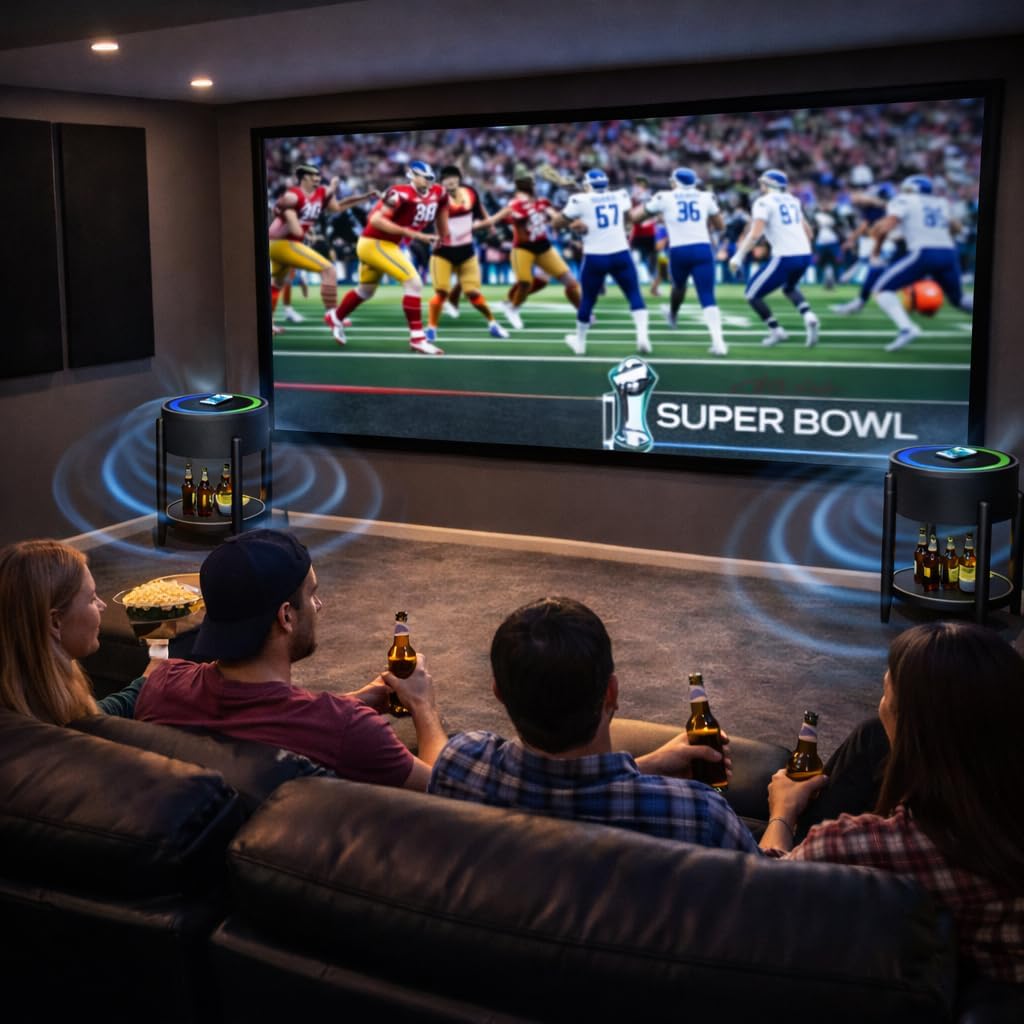 LED Smart Floor Standing Bluetooth Speaker with Wireless Charging, 65W HiFi Sound System, RGB Lights, Round Tempered Glass Touch Panel, USB/Type-C/AUX Ports, Modern Design, Black