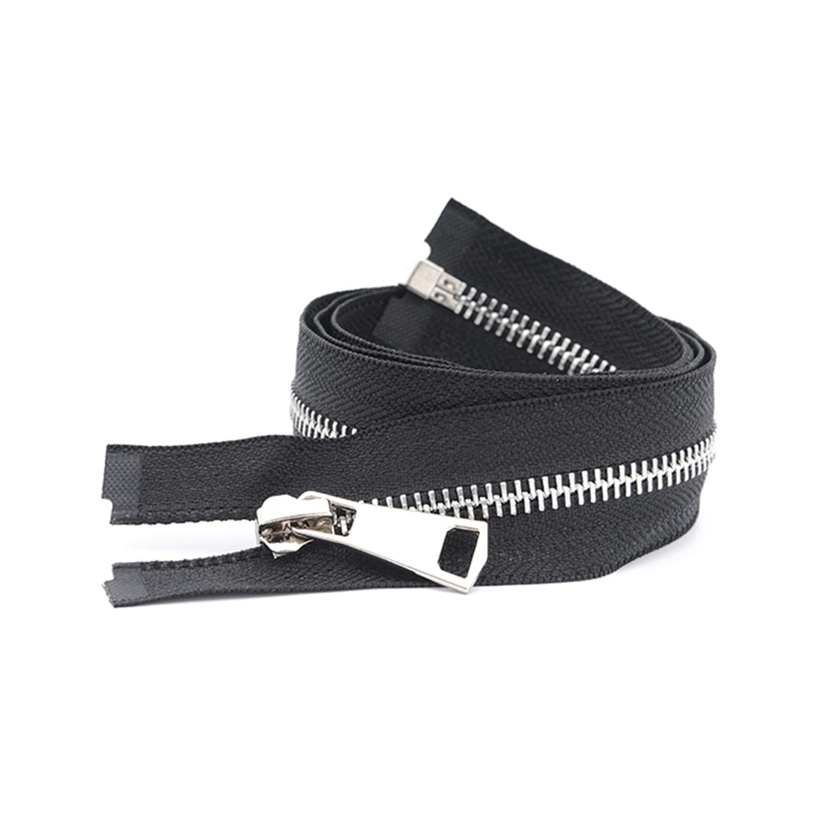 Stevenurr 5# Metal Zipper 85 cm Open-end Zip for Clothing Down Jacket Clothes Zips Clasp DIY Sewing Accessories, Black, 85cm