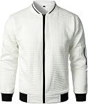 HOOD CREW Men's Casual Varsity Jacket Lightweight Full-Zip Baseball Bomber Jacket Coats