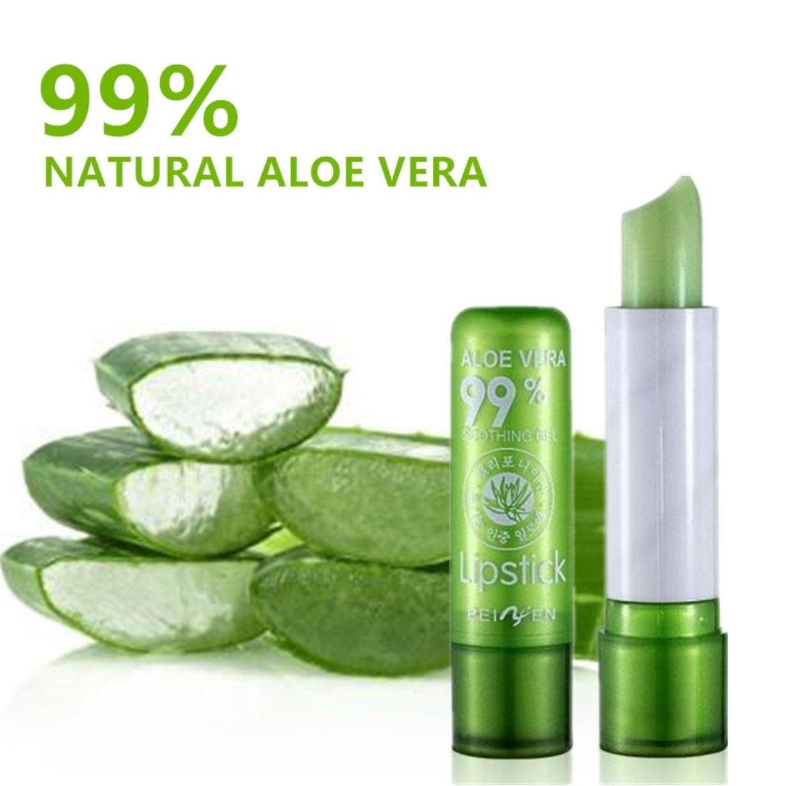 SENECIO 1Pc Soothing Gel Aloe Vera Temperature Color Changing Natural Lipstick Waterproof