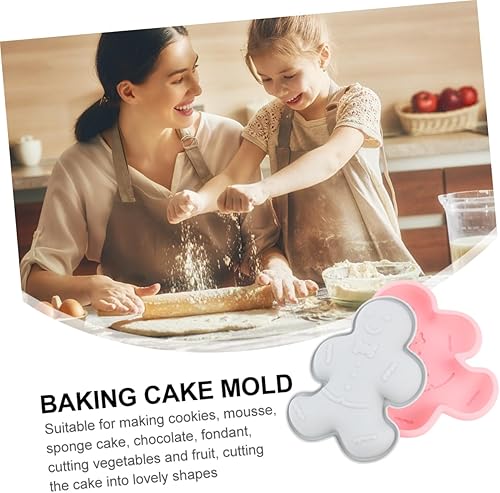 Miniatura 7 de Hemoton Moldes de silicona para tartas, 2 piezas de moldes de silicona para tartas en forma de pan de jengibre, moldes para tartas, moldes para