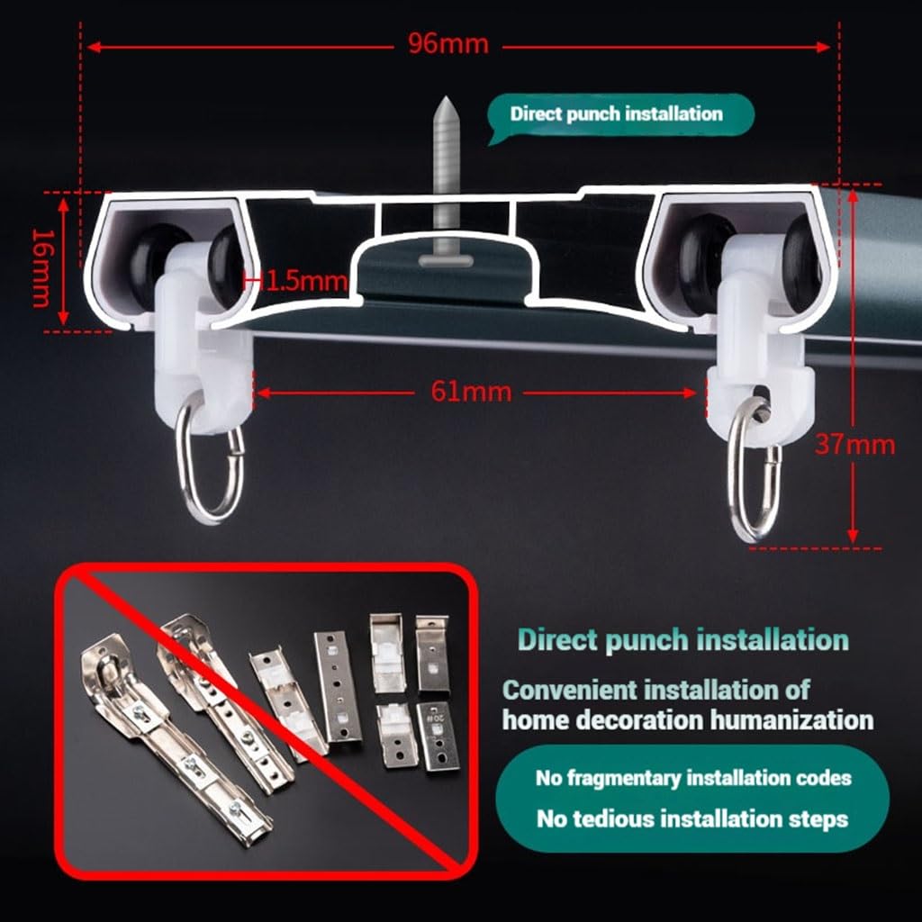 System karnisza z podwójnym szynem, aluminiowy uchwyt sufitowy do salonu i sypialni, cichy przesuwny karnisz, regulowany, 9 cm do 40 m, niebieski