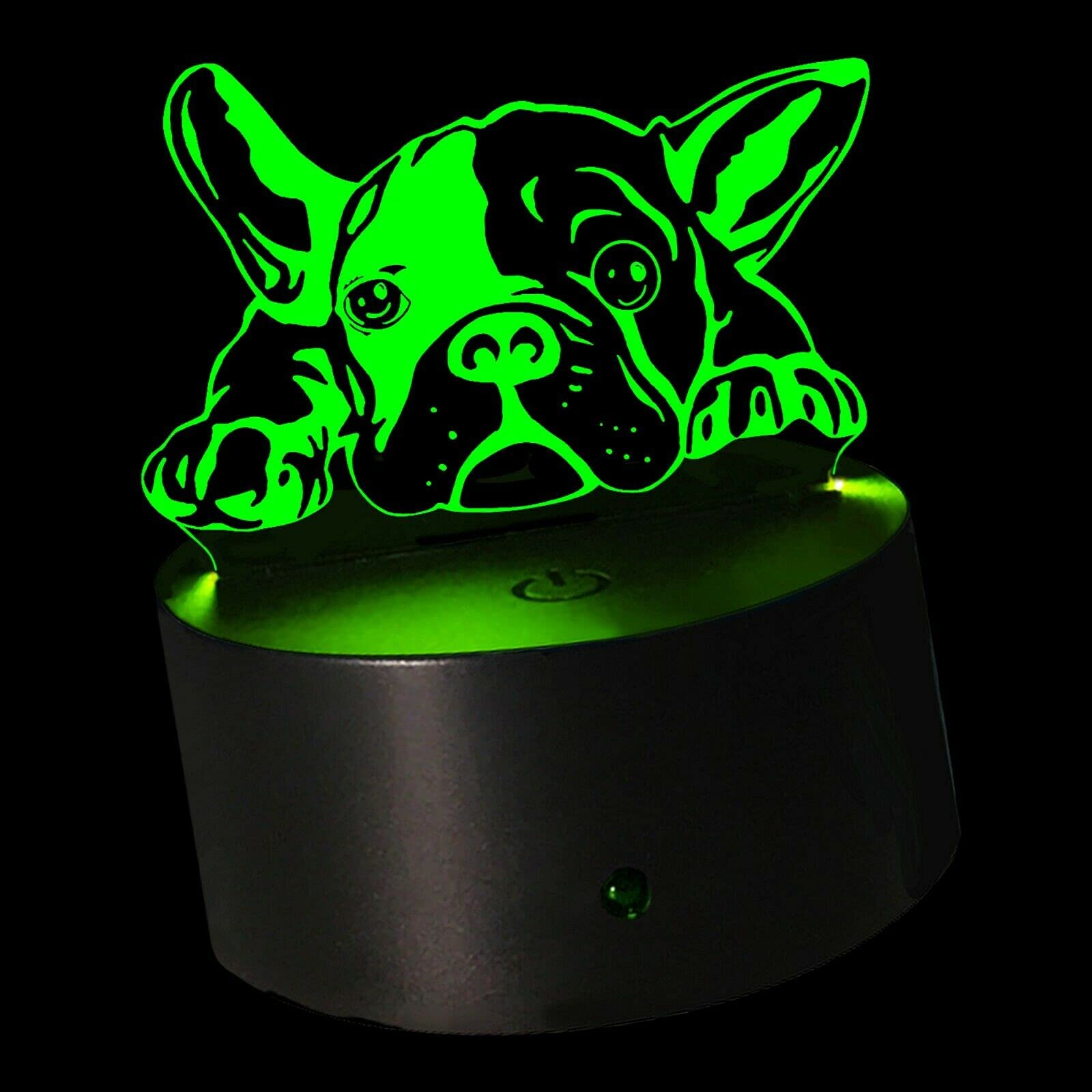 Jinson Well 3D French Bulldog Dog Lamp Optical Illusion Night Light 7 Colour Changing Touch Switch Table Desk Decoration Lamps Perfect With Acrylic USB Toy