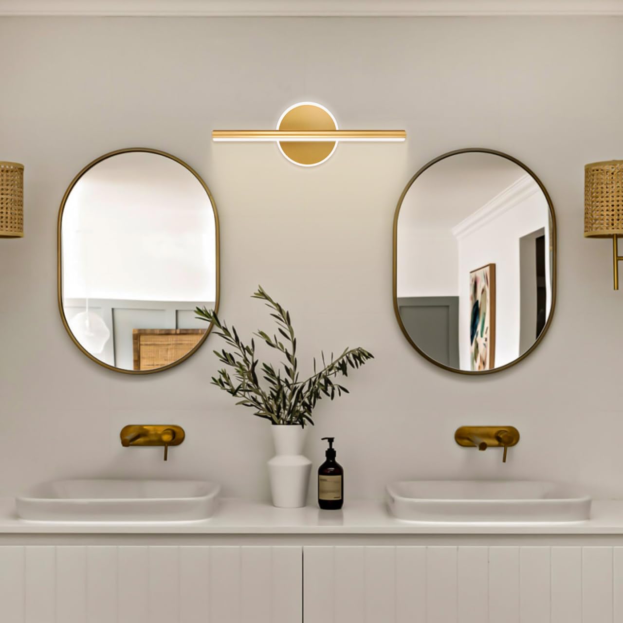Baluue Lampada a Specchio Da Bagno Led 15.75 Pollici Luce Frontale Per Trucco Con Illuminazione Uniforme a Parete Design Moderno E Installazione Flessibile Per Casa E Bagno