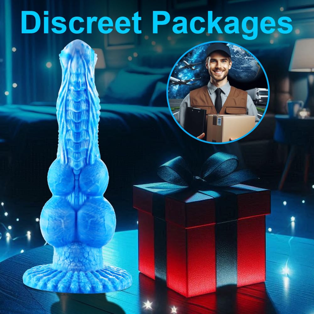 Dildo realistico a forma di drago, dildo spesso con 2 nodi da 22 cm, lungo dildo in silicone a forma di cane,dildo anale di mostro fantastico con ventosa,giocattolo per il punto G per coppie femminili