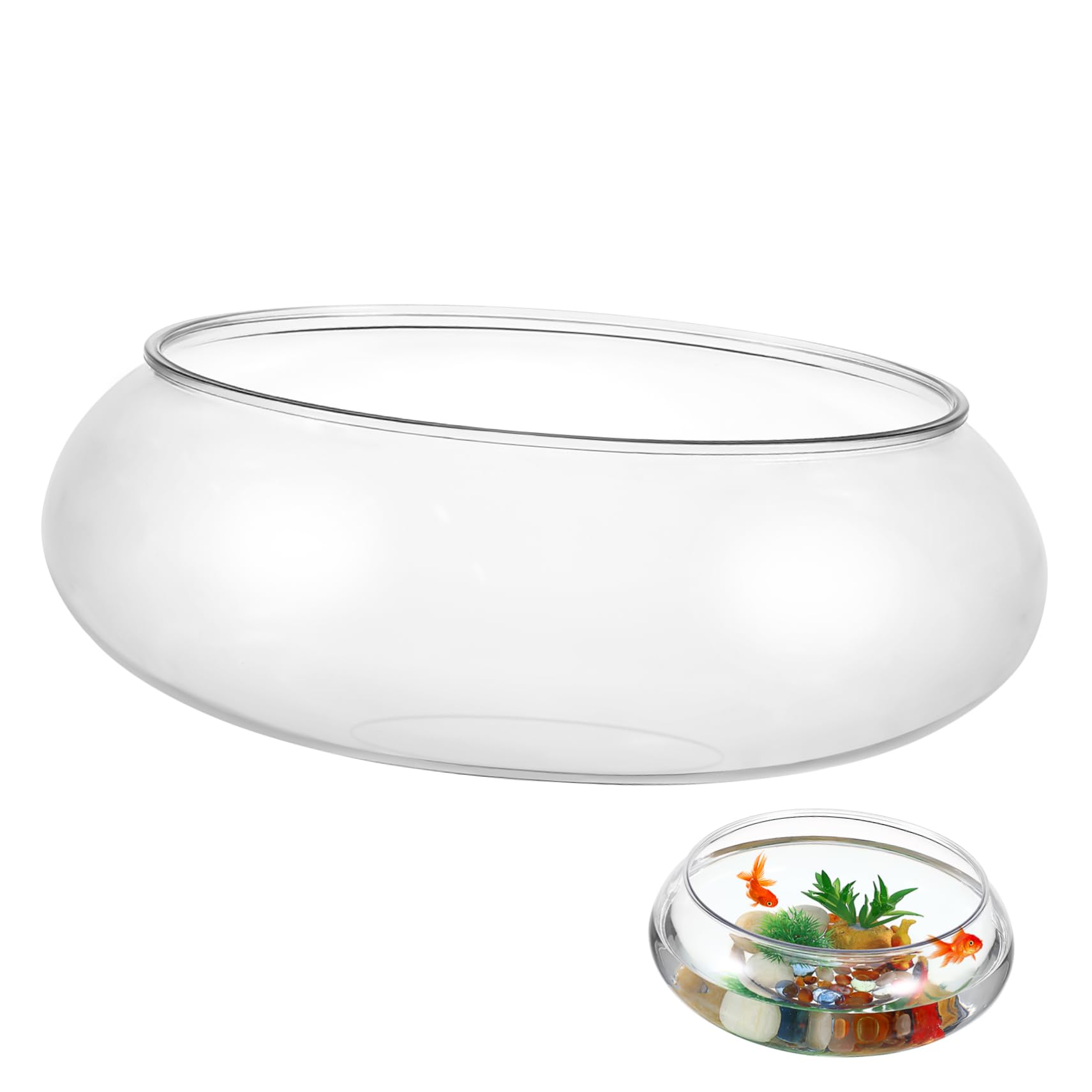 Toddmomy Transparent Desktop Aquarium Tank 9.52X9.52X3.93In Small Clear Fish Bowl for Betta Fish Aquatic Plants Home Office Decorative Landscape Tank