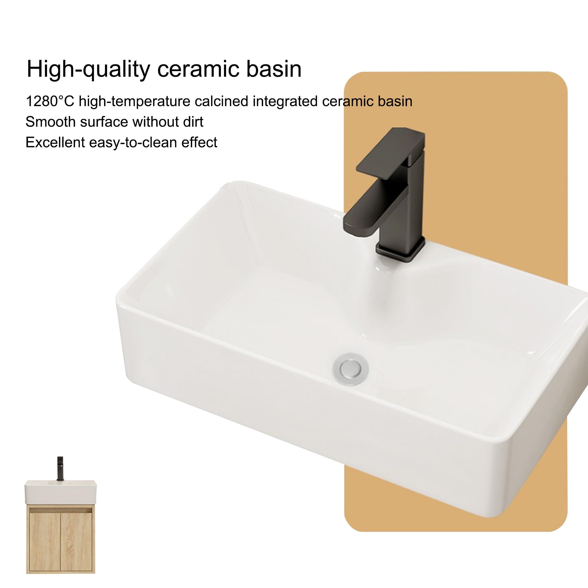 Mueble de Baño Suspendido con Lavabo Pequeño para Espacios Reducidos(Small)