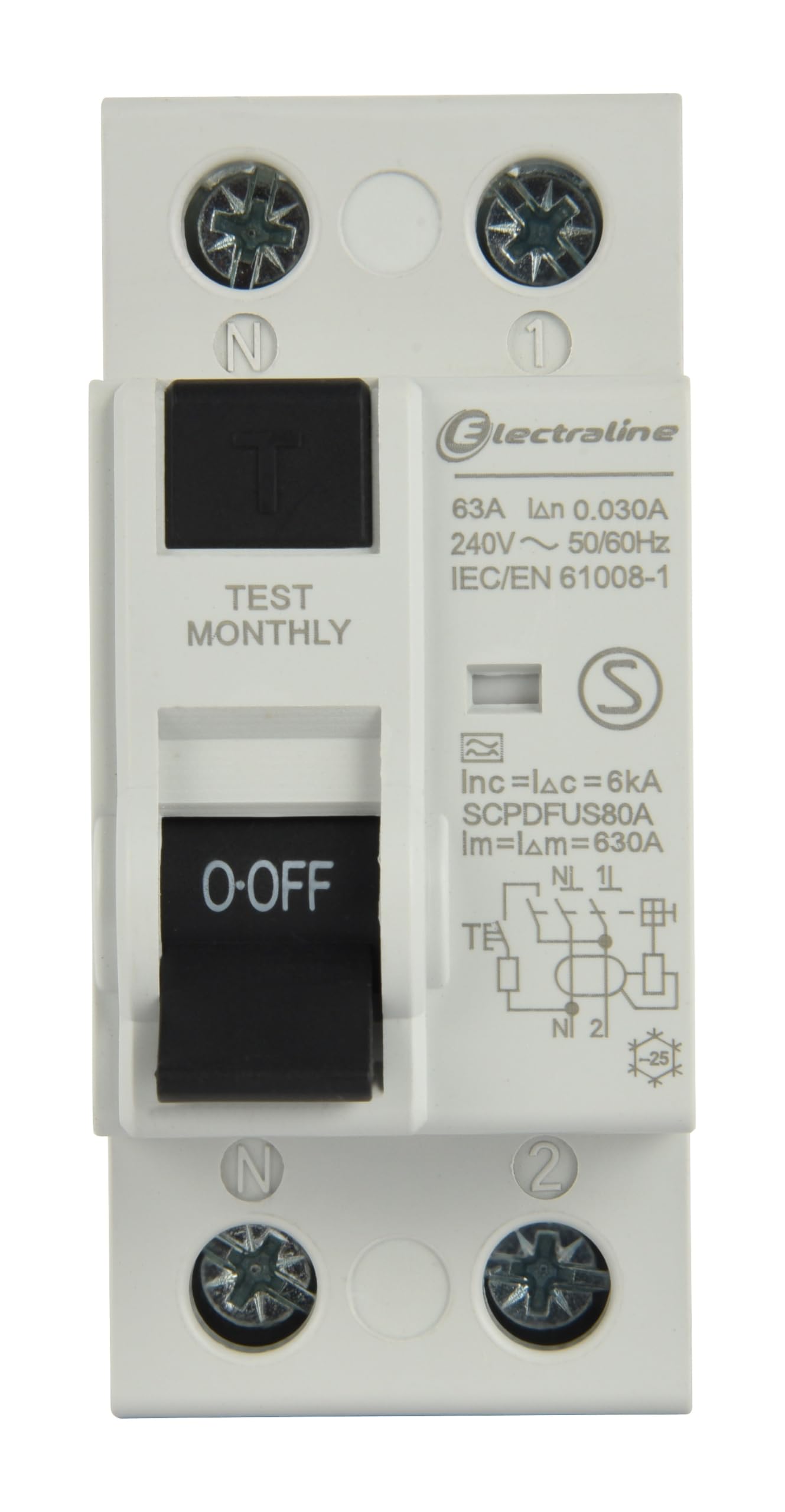 Electraline 87012 Interrupteur différentiel 63A, sensibilité 30mA, type A