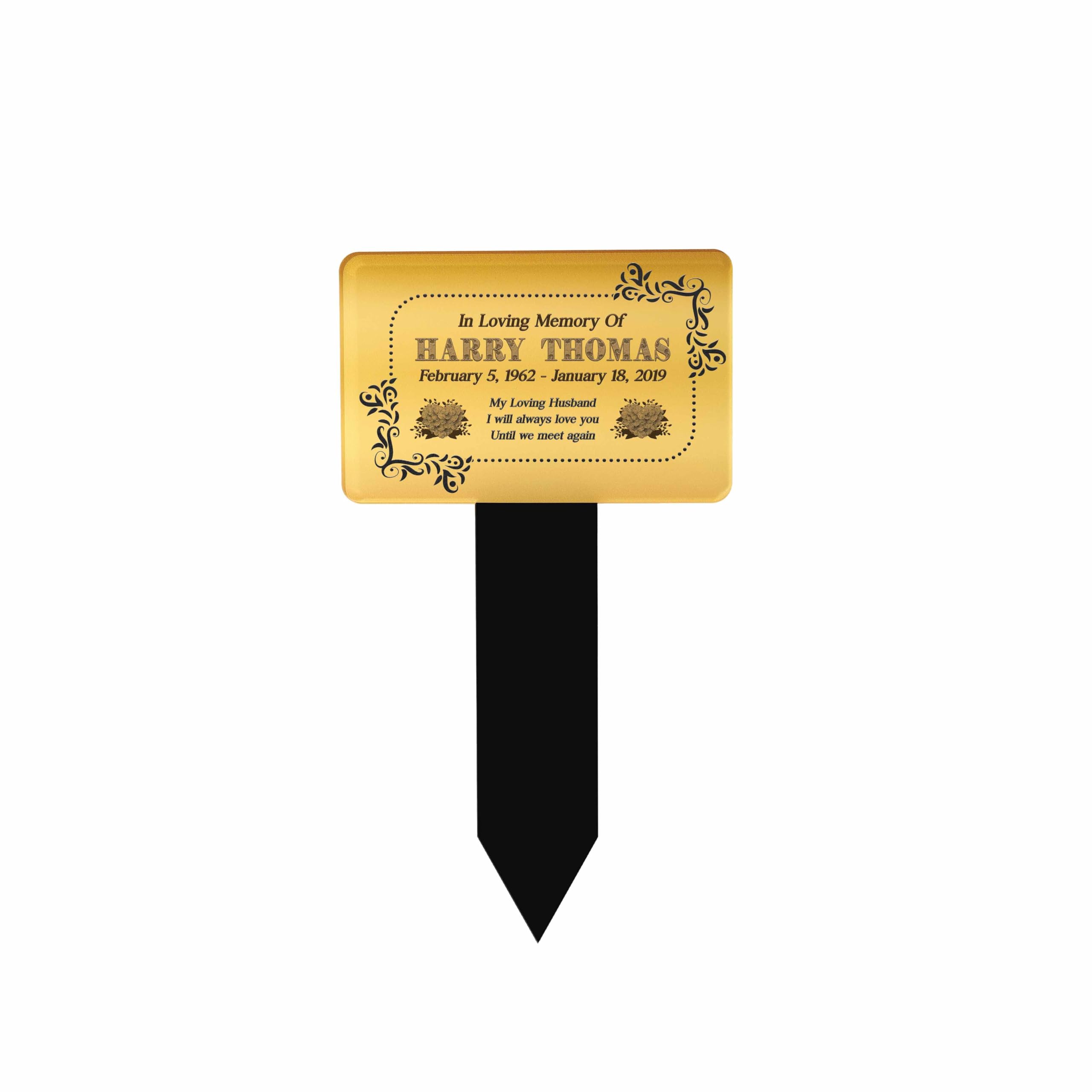Varsany Personalised Memorial Plaques for Garden/Graves– Custom Bereavement Gifts Plaque, Grave Memorial Stick Gold Style 2