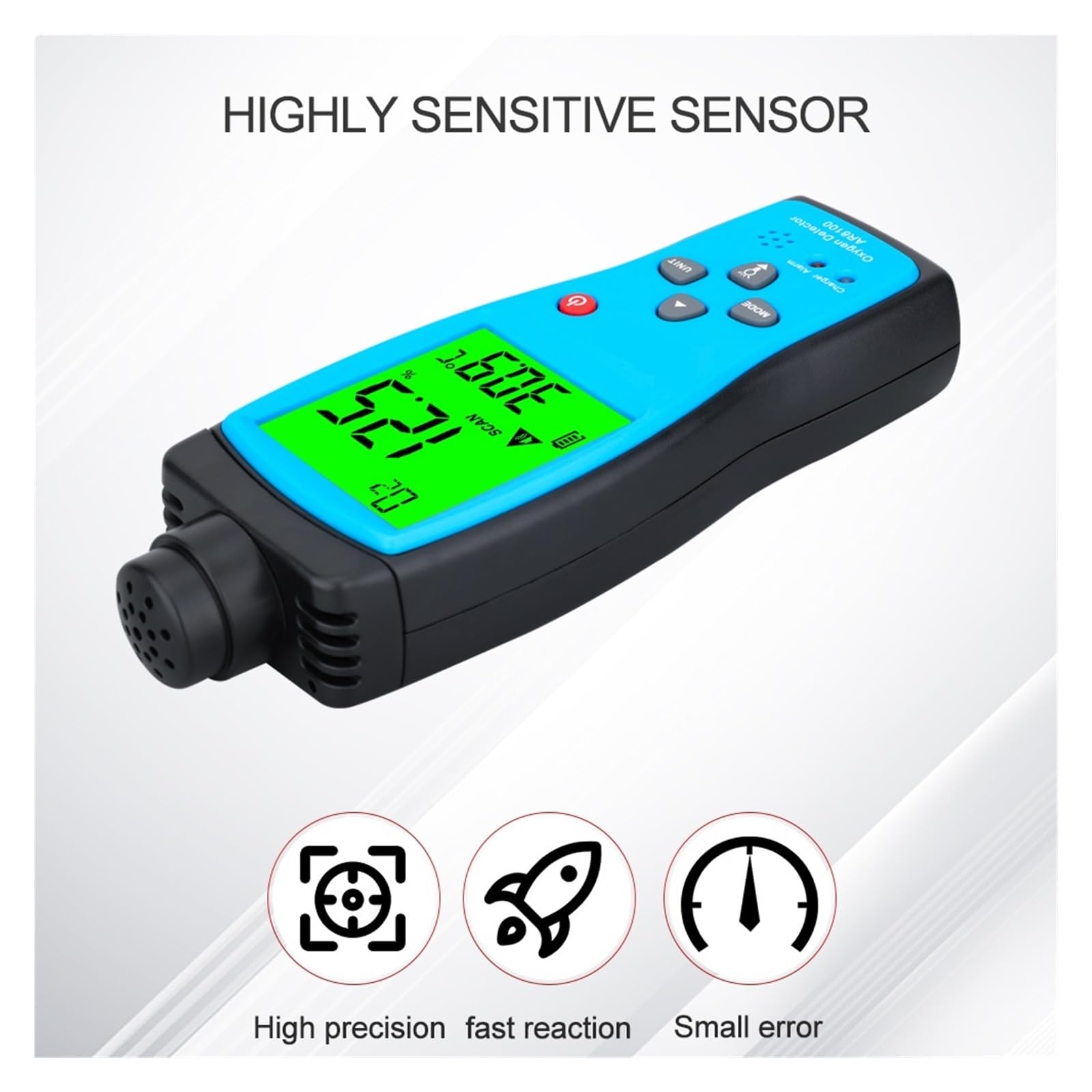 Digitales Serstoffmessrät O2-Gasdetektor mit Ton- und Lichtalarm, Gasmonitor, Luftqualitätsmessrät mit Temperatur-LCD-Anzei Breites Anwendungsgebiet(AR8100)