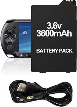 2026 New Upgraded Replacement Battery for PSP, Battery for PSP 3000 / PSP Slim 2000 PSP-S110,PSP-3001, PSP-3000, PSP-3002, PSP-3004, PSP-2001, PSP Slim Console with PSP Charger Cable