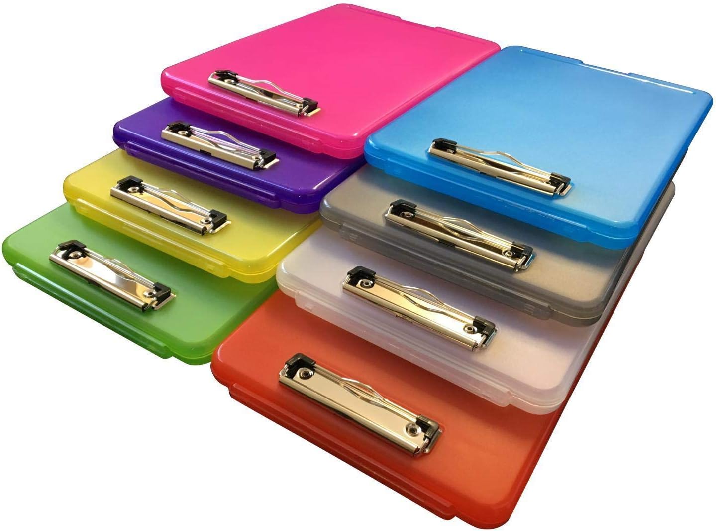 Pack of 8 Assorted Colour A4 Clipboard Box Files