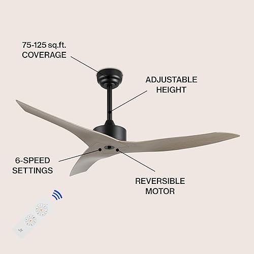 Miniatura 3 de JONATHAN Y JYL9715B Aldrin - Ventilador de techo de 6 velocidades con aplicación móvilcontrol remoto, 50 pulgadas, moderno, contemporáneo,