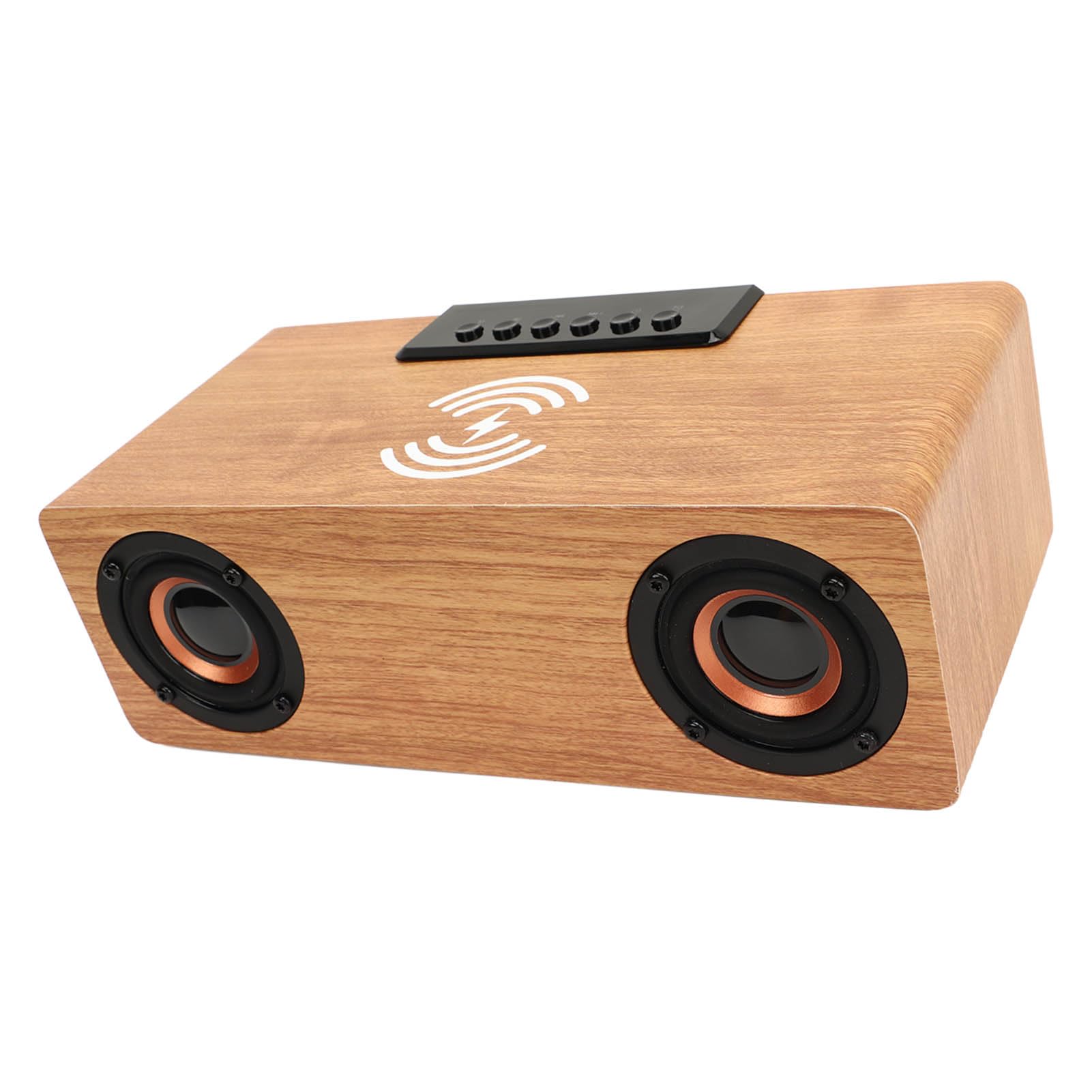Reloj Despertador de Madera con Altavoz y Cargador de Teléfono Inalámbrico con Radio FM.Reloj Despertador Inteligente para Dormitorio Sonido de