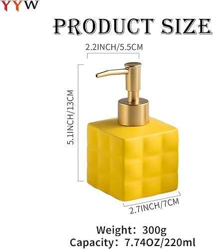 Miniatura 2 de YYW Dispensador de jabón para baño, dispensador de jabón de manos de 7.44 onzas, dispensador de jabón para baño, dispensador de jabón de cerámica