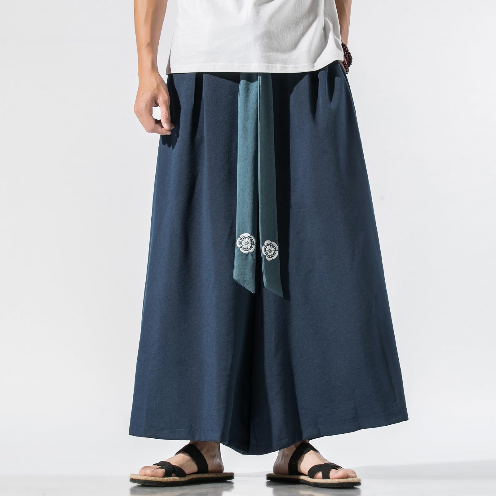 GURUNVANI Pantalon de yoga japonais à jambes larges pour homme, style hip-hop, baggy