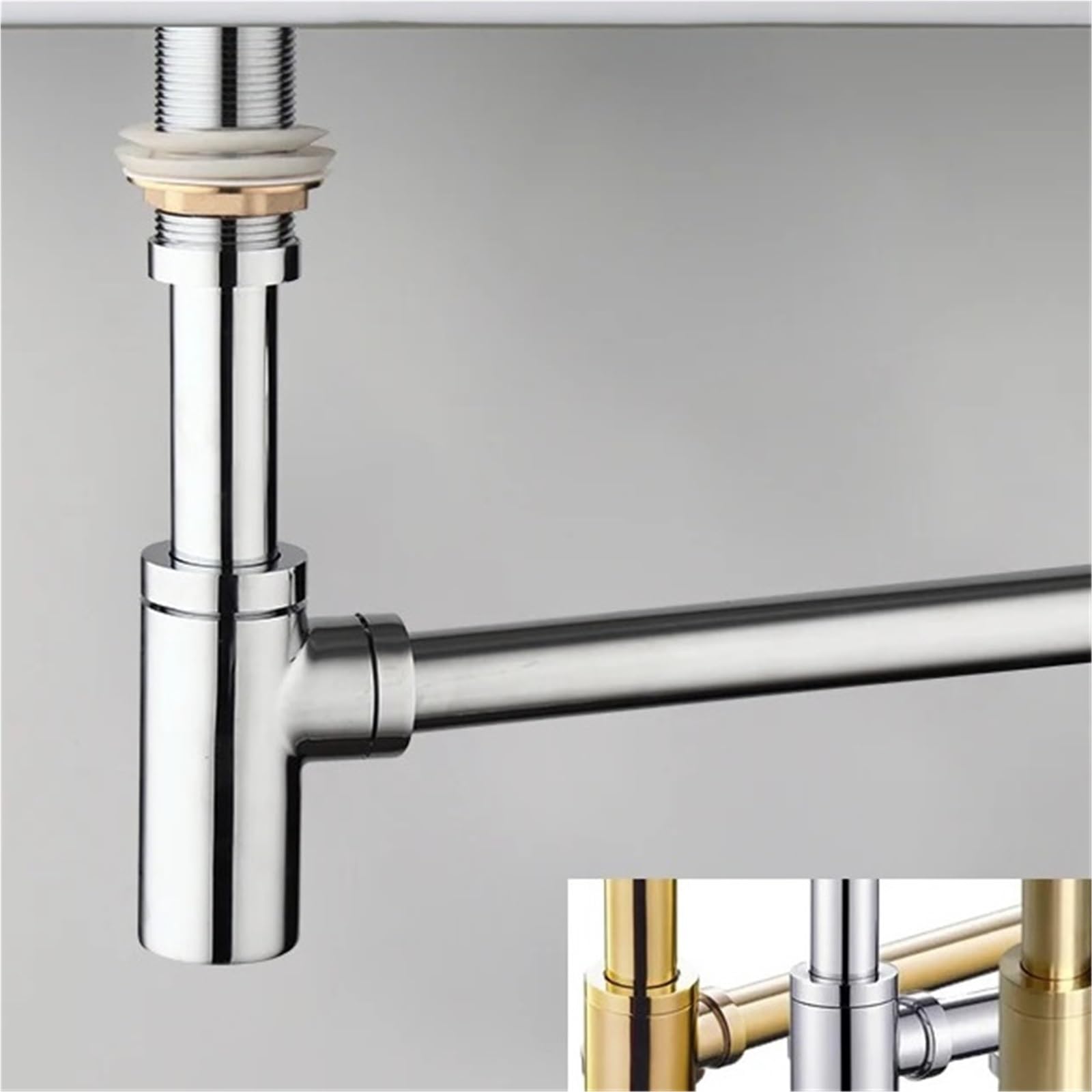 Siphon-Sets for Waschbecken und Abflüsse im Badezimmer für Waschbecken(Chrome No hole)