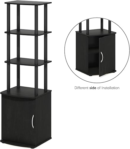 Miniatura 6 de Furinno Turn-N-Tube - Estante alto de exhibición de mesa auxiliar de entretenimiento para TV con armario de almacenamiento, 3 niveles, madera