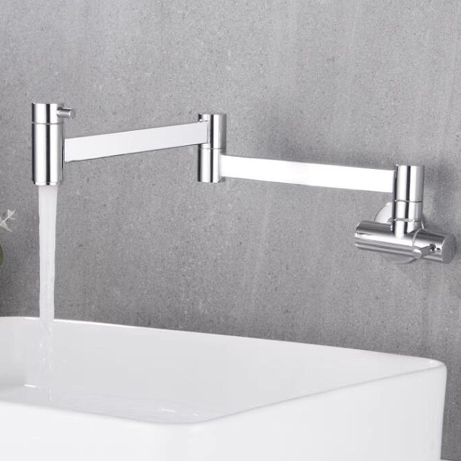 Wall Mounted Kitchen Taps Cold Water Double Switch Tap Folding Swivel Sink
